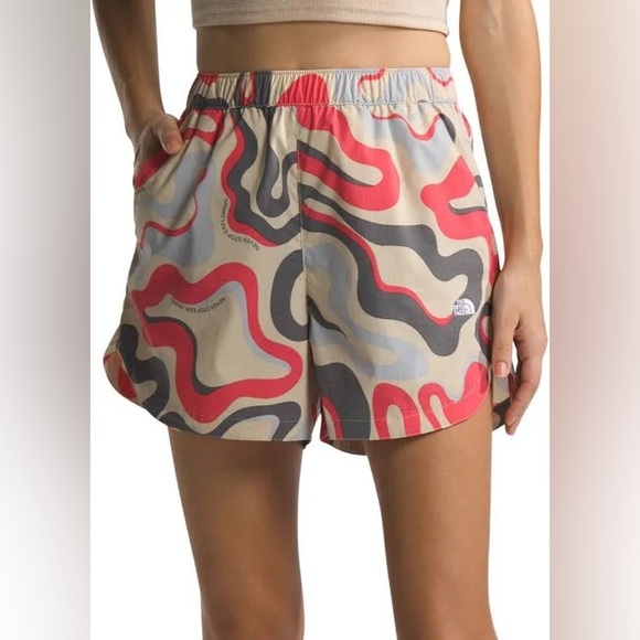 The North Face Women's Class V Pathfinder Pull-On Shorts Gravel Wavy Lines XXL - Picture 1 of 10